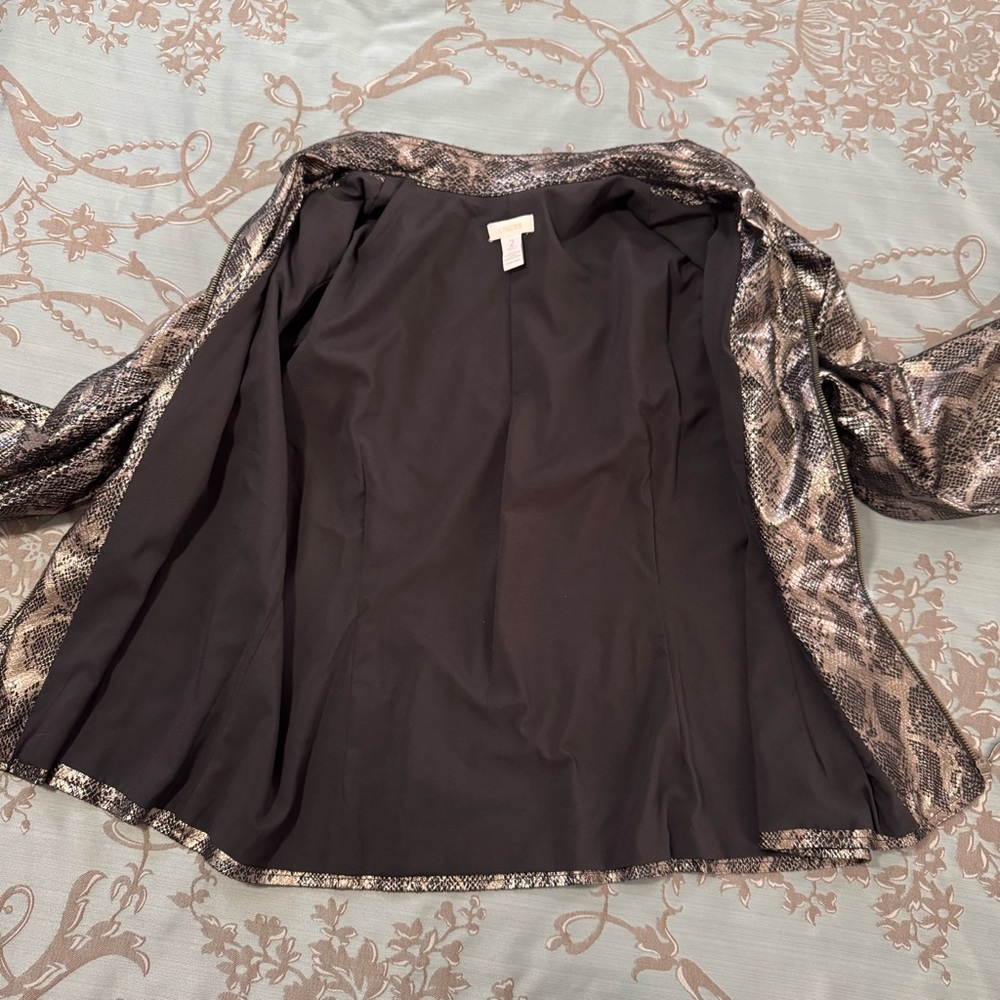 Chico's Samaria Black Silver Python Snake Print Z… - image 3